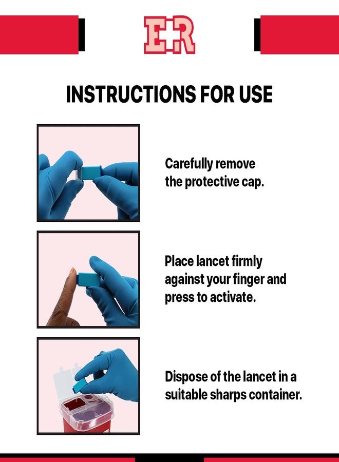 Ever Ready First Aid Safety Pressure Activated Lancets, Sterile Push Lancets with 30 Gauge for Blood Sugar Testing - 50 Count - Image 3
